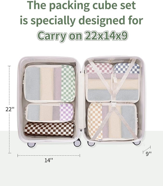 Narwey 6 Set Compression Packing Cubes for Travel Kids Women Carry on, Packing Organizers Bag for Backpack Luggage Suitcase Duffle Bags