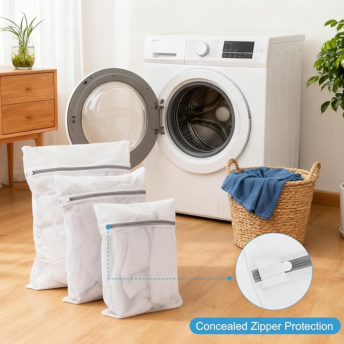 Shoe Washing Machine Bag - Laundry Shoe Bag (2-Pack) Includes 3 Laundry Bags, Reusable, Washer & Dryer Safe, 360° Deep Cleaning for All Shoe Types, Self-Locking Zipper(Blue)