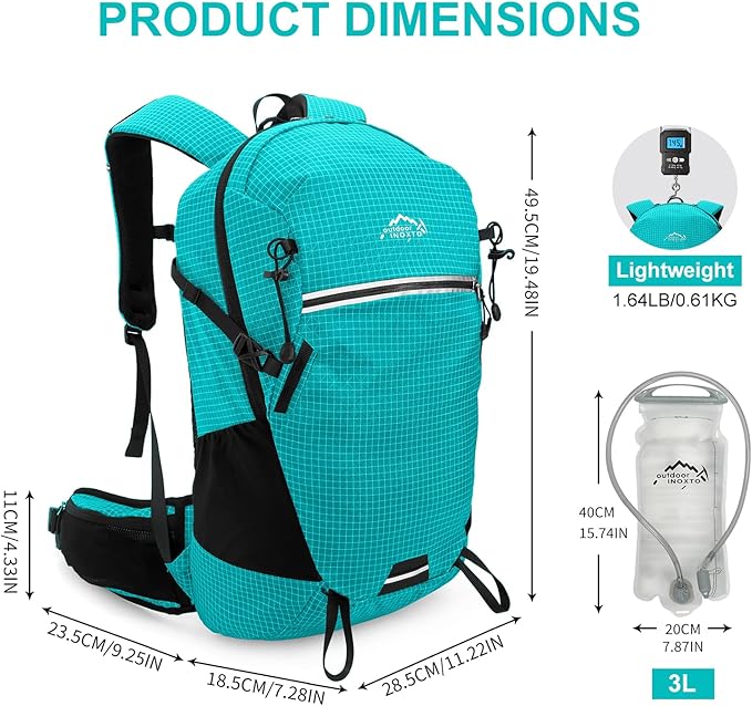 Hydration Backpack, 25L Hiking Backpack with 3L Water Bladder and Rain Cover, Hiking Water Backpack Men Women Lightweight Hydration Pack for Hiking, Cycling, Climbing, Camping