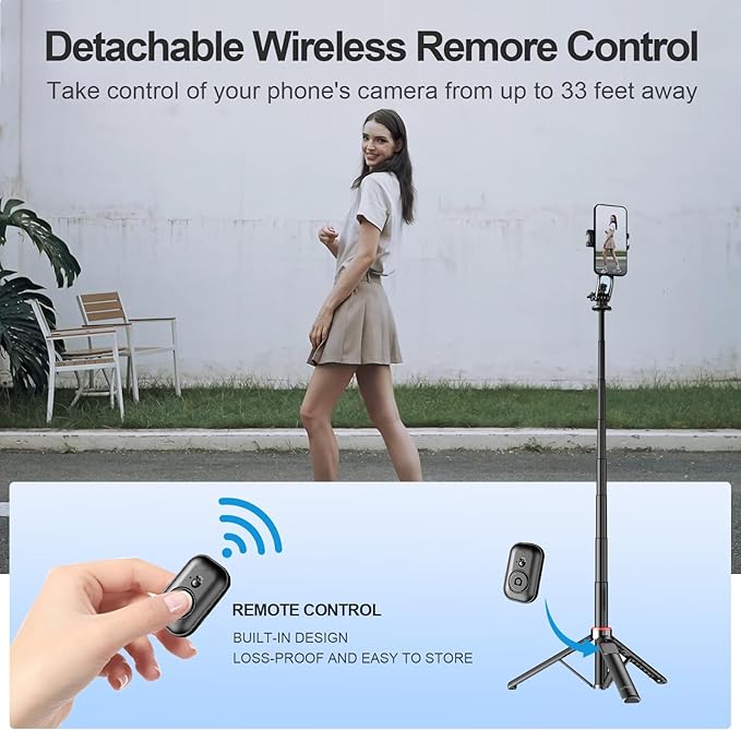 51'' Magnetic Tripod Selfie Stick Stand for Phone with Light,Bluetooth Remote, Mini Holder,MagSafe-Compatible Tripod for Cell Phone Camera Pocket,Portable Extendable Mount for Video Recording