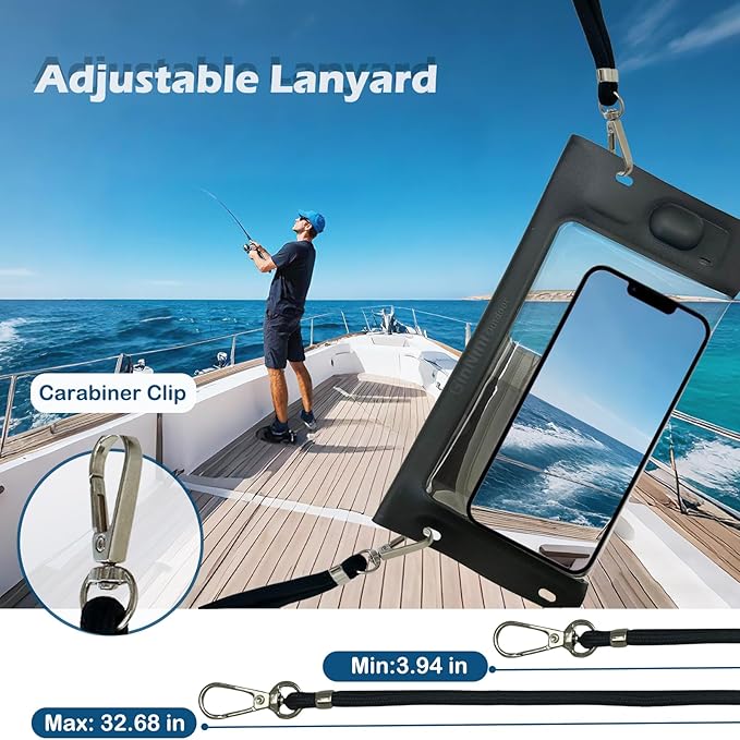 Vacuum Cell Phone Waterproof Phone Pouch iPhone Casemate Waterproof Phone case with Lanyard Small Water Proof Pouch Water Phone Protector Water case for Phone case WaterProof IP68 Max 7” Black