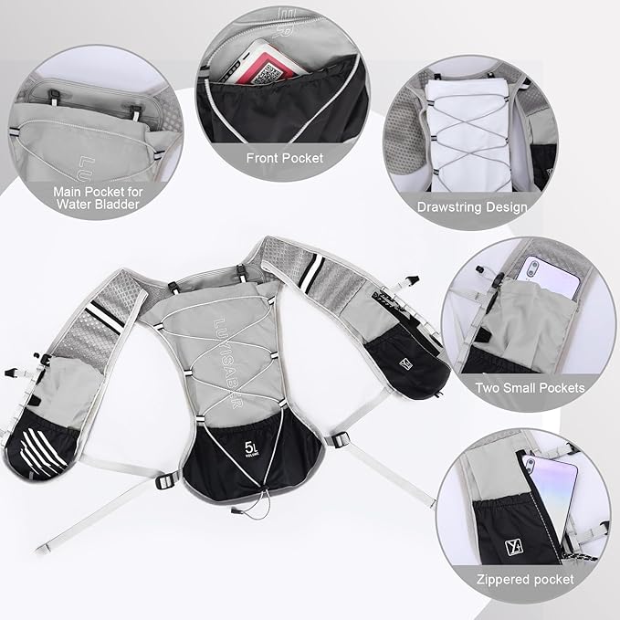 Hydro Pack Running Vest for Men Women, Hydration Backpack with 2L Water Badder, Lightweight Water Vest