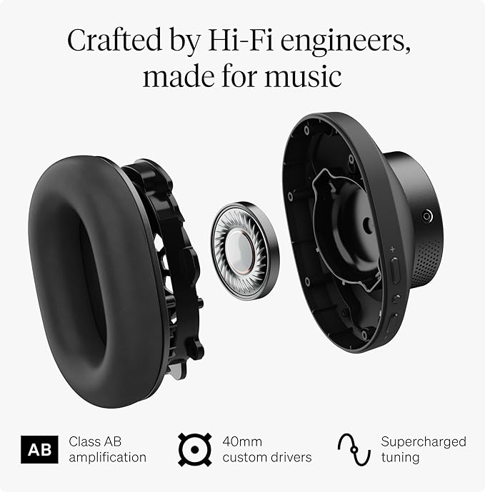 Cambridge Audio Melomania P100 SE Headphones - Bluetooth, Active Noise Cancelling with Hi-Fi Sound, 100 Hour Playback with User Replaceable Battery, Gaming Mode and Carry Case - Black