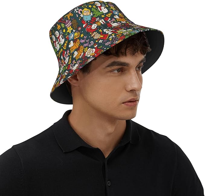 Colorful Fire Balloon, White Cloud Fisherman Hat Summer Foldable UV Protection Sun Hat