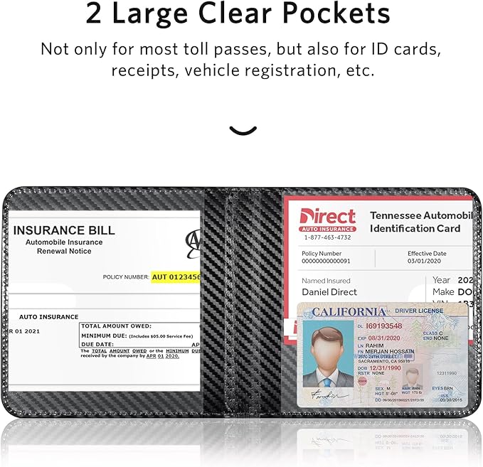 CoBak Car Registration and Insurance Holder - Small and Lightweight Vehicle Glove Box Car Organizer, Auto Truck Comparment Accessories Case for Essential Document, Driver Licens (Carbon Fiber Black)