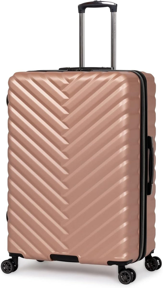 Kenneth Cole REACTION Madison Square Lightweight Hardside Chevron Expandable Spinner Luggage, Rose Gold, 28-Inch Checked
