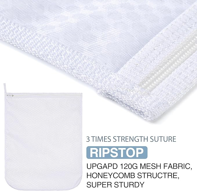 3 pcs Durable Honeycomb Mesh Laundry Bags for Delicates 3 Large (16" x 19")