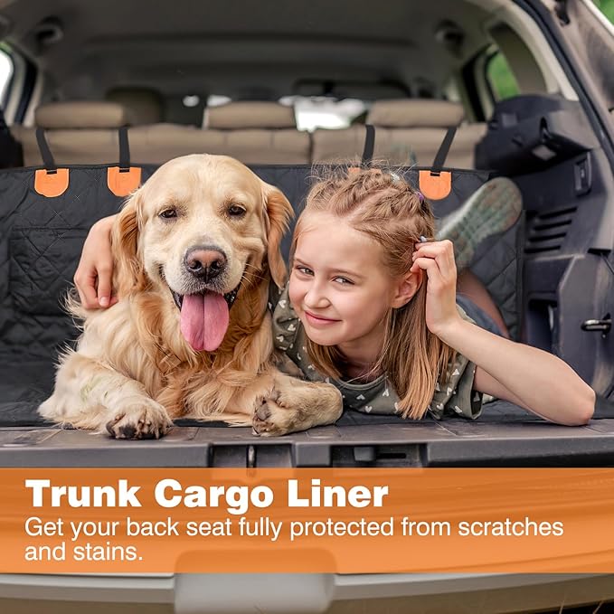 Backseat Car Cover for Dogs – 100% Waterproof Heavy Duty 600D Oxford Back Seat Dog Hammock, Scratch-Proof & Nonslip Pet Car Seat Hammock, Multi-use Pet Travel Hammock Seat Cover, Trucks & SUVs