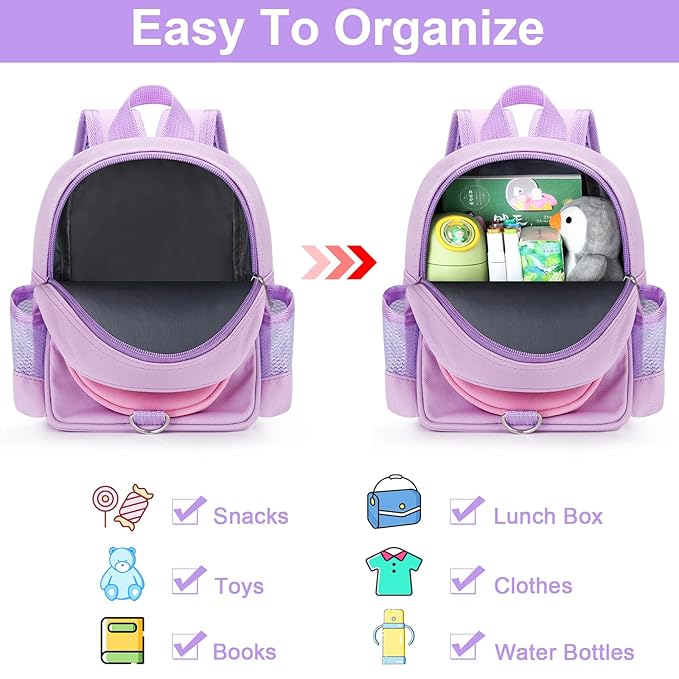 Accmor Toddler Leash Backpack with Anti Lost Wrist Link, 4 in 1 Children Back Pack Cute Peach Safety Walking Harness Bag, Kids Travel Essential Mini Rucksack with Strap Tether for Baby Girls