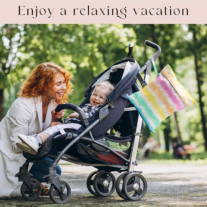 2 Pcs Wet Bag, Wet Dry Bag, Wet Bag for Swimsuit, Travel, Beach, Pool, Diapers, Dirty Yoga Gym Clothes, Toiletries, Makeup Bag, Eucalyptus Palm Leaves Print Tropical Plant Birthday Gift.