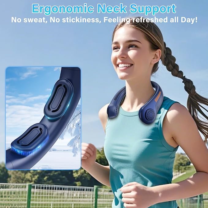 Portable Neck Fan - Rechargeable Personal Fan with Neck Brace, 5 Speeds, All-Around Cooling, Hands-Free Bladeless Lightweight Quiet Neck Fans That Blow Cold Air Gift for Women/Men, Hot Flashes, Travel