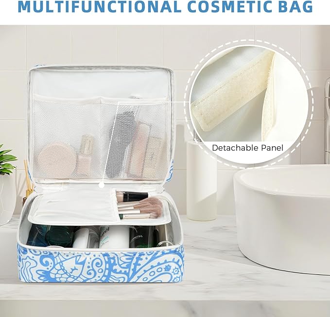 BAGAIL 8 Set Packing Cubes Luggage Packing Organizer Bags for Travel Accessories-Blue paisley
