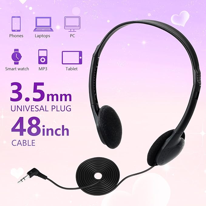 Kids Headphones Bulk 30 Pack for School Students Children Teen Boys Girls, Wholesale Headphones for Classroom Earphones,Group Learning, Computer Lab, Library, Online Lesson and Testing (Black)