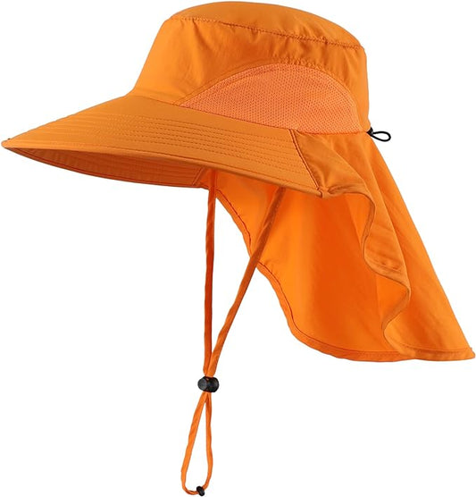 Home Prefer Outdoor UPF50+ Sun Hat Wide Brim Mesh Fishing Hat with Neck Flap