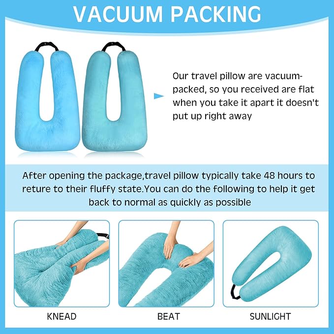 Barydat 2 Pcs Car Travel Pillow for The Back Seat 28 x 18 in Sleeping Reading Pillows for Distance Travel Car Cushion for Kids Adults Head and Body Support U Shaped Pad (Blue, Green)