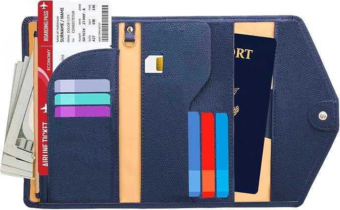 Vintage Style Genuine Leather Unisex RFID Blocking Passport Holder Travel Organizer