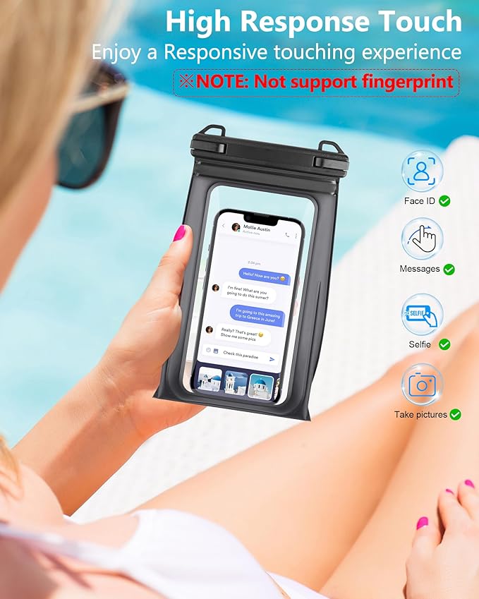 Waterproof Phone Pouch Floating, [Expandable Space] IPX8 Waterproof Dry Bag for iPhone 16 15 14 13 Pro Max Samsung S25 S24 S23 Google Up to 7.0" for Beach Boating Water Park Black