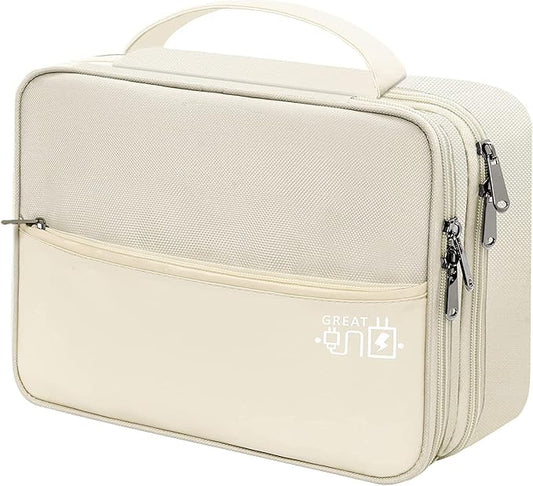 Electronics Travel Organizer, Double Layer Cable Organizer Bag Waterproof Electronics Accessories Storage Bag for Charger, Phone, Power Bank, Hard Drive, Cord, Tablet