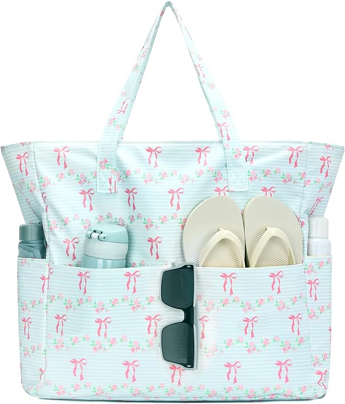 Bluboon Waterproof Beach Tote Pool Bags for Women Ladies Extra Large Carry On Bag With Wet Compartment for Weekender Travel
