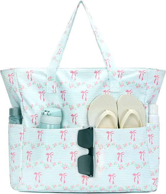 Bluboon Waterproof Beach Tote Pool Bags for Women Ladies Extra Large Carry On Bag With Wet Compartment for Weekender Travel