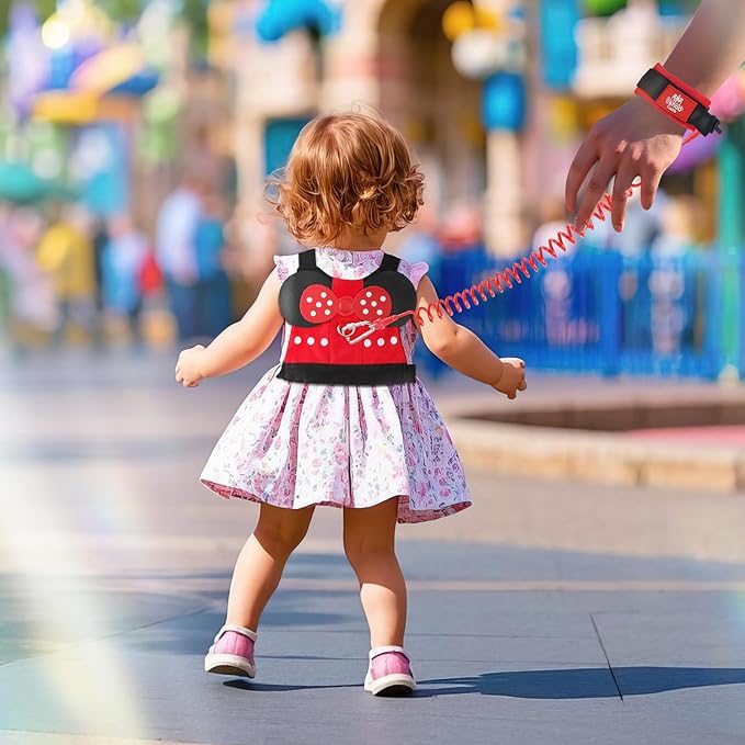 Lehoo Castle Toddler Harness with Leash, 3-in-1 Toddler Leash with Anti Lost Wrist Link for Toddlers, Kid Leashes for Girls, Baby Leashes for Toddlers (Minnie)