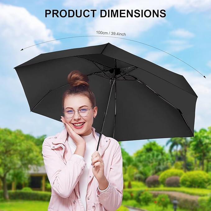LEAGERA Compact Travel Umbrella with Case - Mini Umbrella for Purse, Small Lightweight &Tiny Design Perfect for Parasol Outdoor Sun&Rain Umbrellas