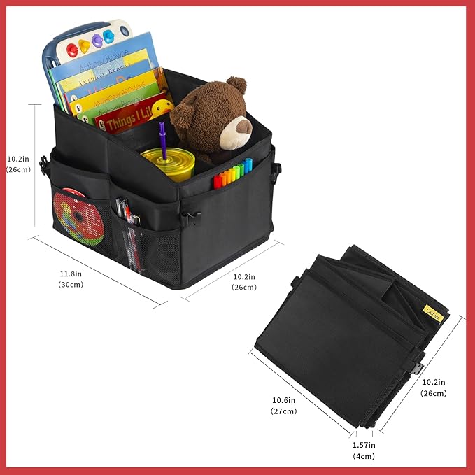 CASHINE Foldable Car Seat Organizer - Oxford Fabric Storage Box for Back Seat, Car Front Seat Organizer Universal Fit for Kids