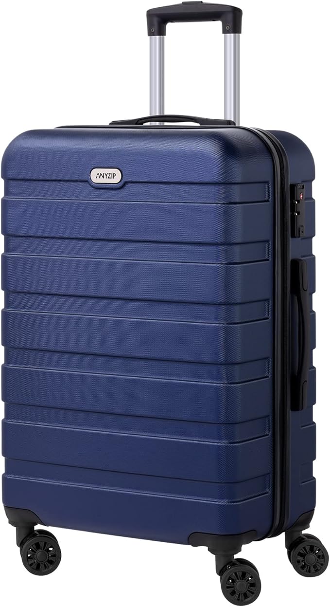 AnyZip Luggage PC ABS Hardside Lightweight Suitcase with 4 Universal Wheels TSA Lock Checked-Medium 24 Inch Dark Blue