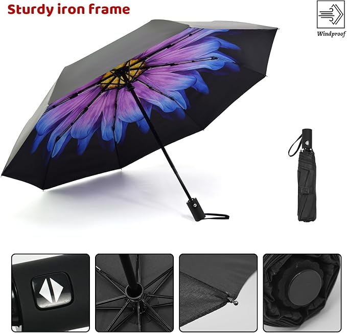 SY COMPACT Umbrella Automatic Travel Waterproof Light Folding Umbrellas Easy Carry for Women and Men