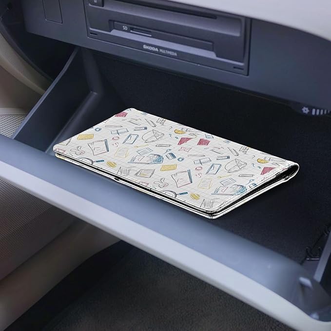 Bolaz Notebook Car Registration and Insurance Holder Leather Vehicle Document Glove Box Organizer for License Cards Accessories