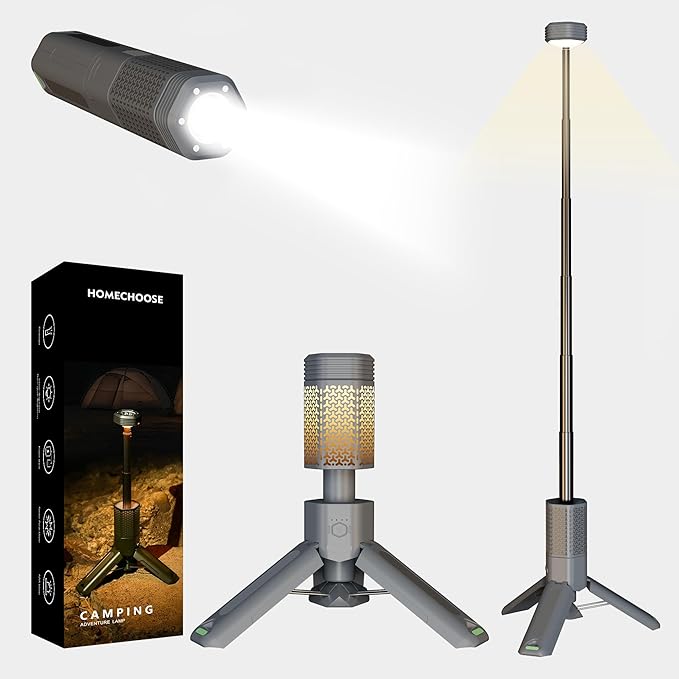 Telescopic Camping Light with Stand, 10500mAh Rechargeable Camping Lantern,Dimmable Portable Flashlight with Storage Bag,Magnetic Waterproof Work Light for Hiking Fishing Emergency Garage Outdoor Work