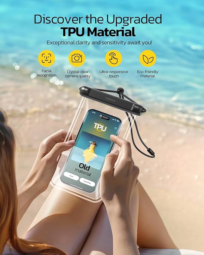 Nulaxy 2 Pack IPX8 TPU Waterproof Phone Pouch Double Sealing, Cell Phone Dry Bags with Lanyard Fit up to 7.5" Devices, Protector Case for iPhone 15 14 13 12 11 Pro Max Plus XR, Galaxy S24 S23 - Black