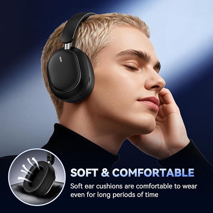 Hybrid Active Noise Cancelling Headphones, Over Ear Bluetooth 6.0 Wireless Headphones, 50H Playtime, Deep Bass, HiFi Stereo Sound（Black）