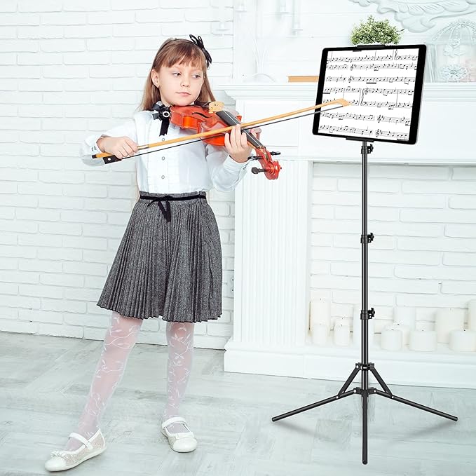 Ipad Tripod Stand, with 65 inch Height Adjustable iPad Stand Holder & iPad Floor Stand with 360° Rotating iPad Tripod Mount for iPad Pro, iPhone, Kindle, and All 4.5-12.9 Inch Tablets