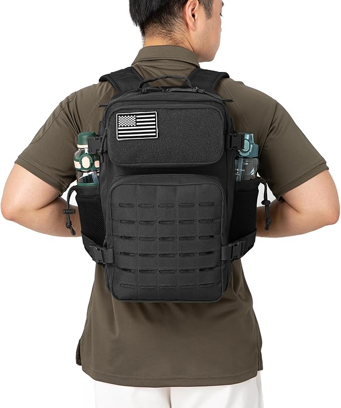 QT&QY 25L/45L Military Tactical Backpack For Men Molle Daypack 3 Day Bug Out Bag Hiking Rucksack With Bottle Holder