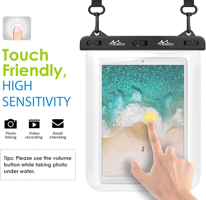 MoKo Waterproof Tablet Case, Tablet Pouch Dry Bag Compatible with iPad 10th, iPad 9/9.7/10.2, iPad Mini 6/5/4/3, iPad Air 5/4, Air 3 10.5, iPad Pro 11 2022, Galaxy Tab S6/S7, Tab A 9.7, Up to 12"
