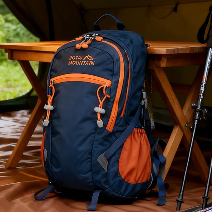 Hiking Backpack With Rain-cover, 30L Travel Backpacks For Women Men, Camping Daypack Backpacks Lightweight, Durable Hiking Backpack Fit For Camping, Daily Commuting, Short Trips (Navy Blue)