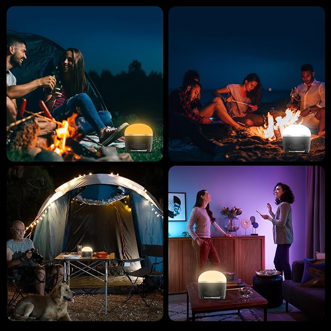 Rechargeable LED Camping Lantern 1000LM, TOHETO Portable Hanging Tent Light with 3 Colors Changing, Magnetic Base, Waterproof Emergency Hanging Light for Hurricane, Power Outages, Home, Hiking -Black