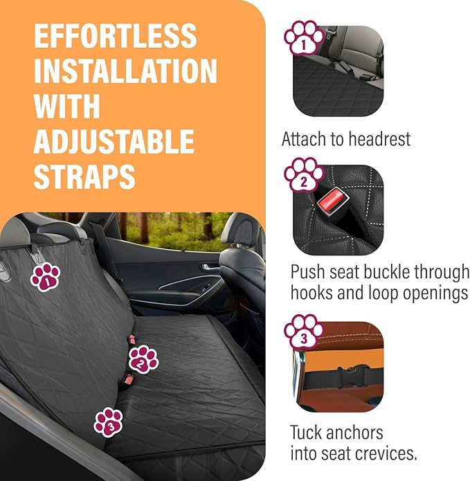 Active Pets Orange XL Dog Car Hammock Back Seat Cover, Waterproof Backseat Cover Protector for Truck Bench Rear of Sedans or SUVs, Essential Pet Supplies Vacuum or Wipe Clean, Machine Washable
