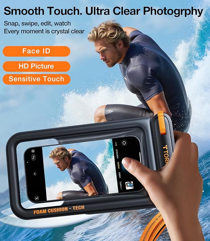 TORRAS IP68 Waterproof Phone Pouch Double Space, Floating Waterproof Phone Case with Lanyard for iPhone 17 Pro Max 16 15 14 S25 S24, Phone Dry Bag Vacation Cruise Ship Travel Essentials 7.0'', Black