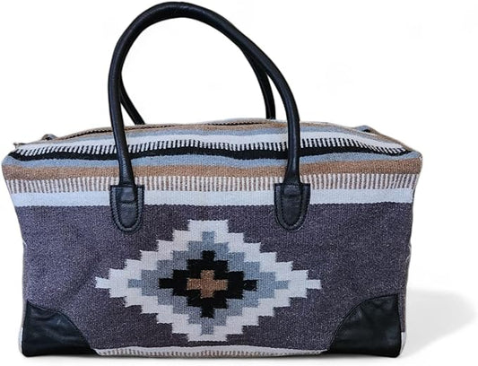 Aztec Large Weekender Southwestern Duffel Bag Saddle Blanket Bag 100% Leather Handles (Verlie)