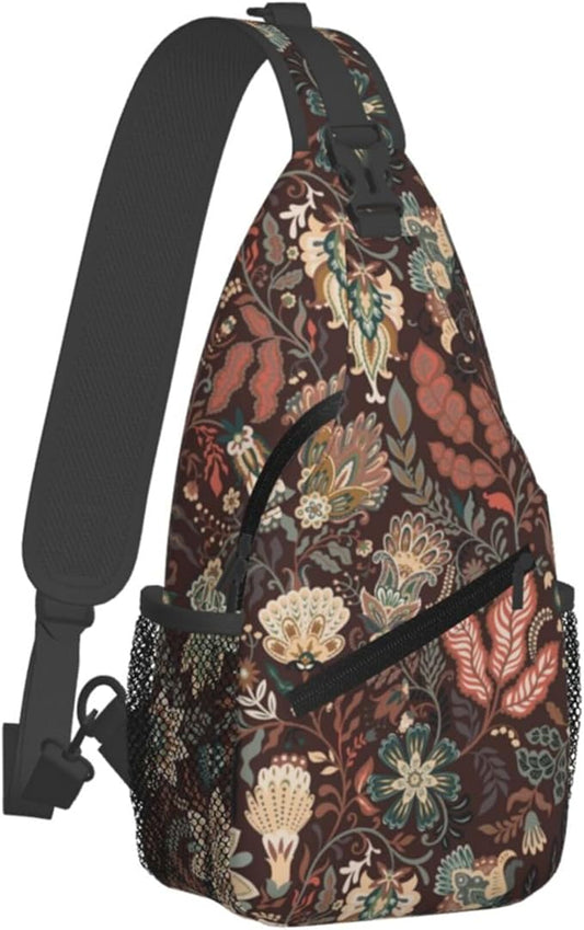 Botanical Mushroom Sling Backpack Crossbody Bag Casual Chest Bags Travel Hiking Daypack Shoulder Bag for Women Men