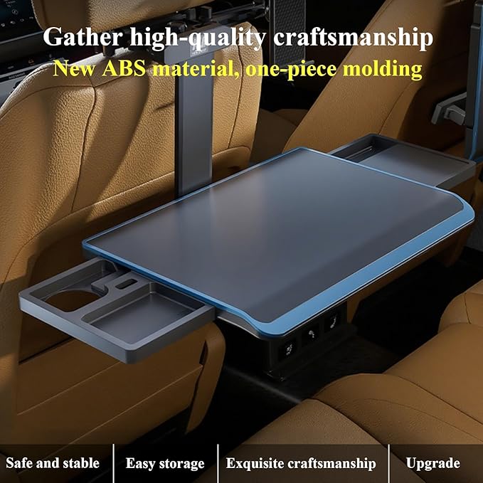 Diodceraic Aluminum Alloy Car Tray Table Adjustable Seat Back Laptop Desk Portable Foldable Car Seat Table Travel Tray with Mobile Phone and Tablet Holder for Car Travel,Working, Writing, Eating
