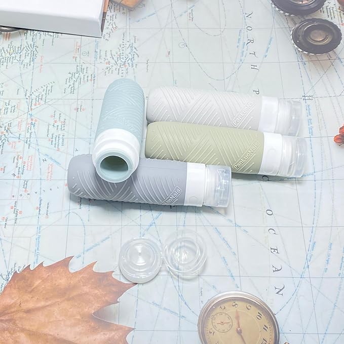 Travel Bottles for Toiletries, Silicone TSA Approved Bottles, Leakproof Shampoo & Toiletry Containers for Airplane, Vacation & Business Trips