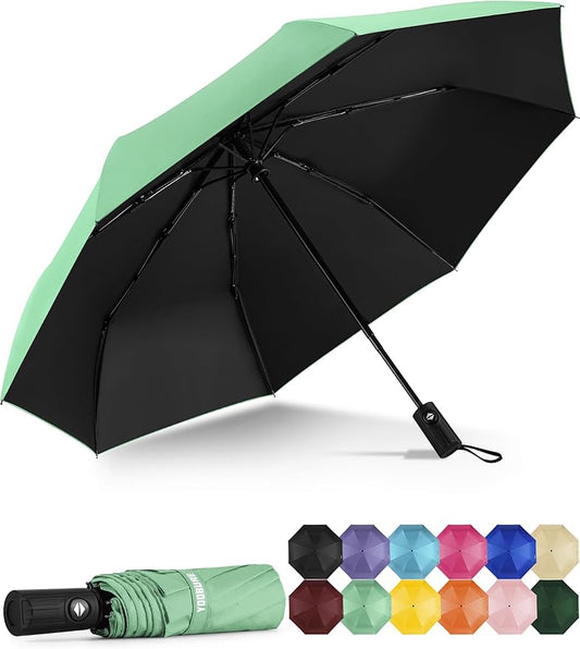 Yoobure Windproof Travel Umbrella - Automatic Umbrellas for Rain, Compact Folding Umbrella with UV Protection, Lightweight Portable Design for Backpack/Walking/Car, Sun & Storm Ready