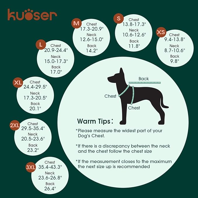 Kuoser Warm Dog Coat, Waterproof Dog Jacket for Extra Large Dogs, Adjustable Durable XXL Doggie Winter Coat Reversible Puppy Cold Weather Apparel from Small to Large Breed, Rose XXL