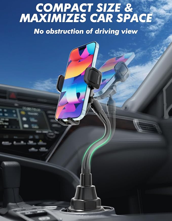 Cup Phone Holder for Car, Upgraded Car Phone Holder Phone Mount for Car with Expandable Base, Cell Phone Cradles Compatible with iPhone Samsung All 4.0-7.0 inches Phones
