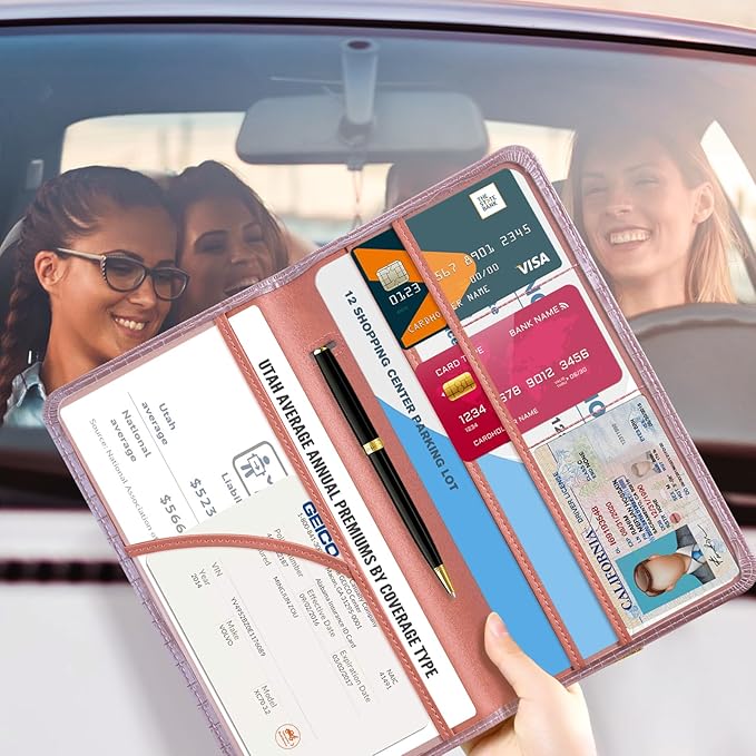 CoBak Car Registration and Insurance Holder - Vehicle Glove Box Car Organizer,Auto Truck Comparment Accessories Case with Magnetic Closure for Driver License,Cards
