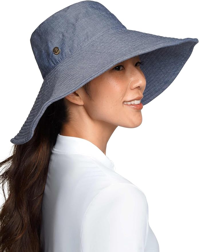 Women's Beach Hat - UPF 50+ Sun Protection - Brittany in Denim Blue Chambray