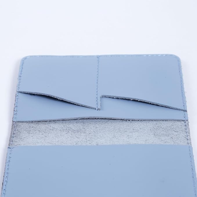 INCARNE Passport Cover - Travel Passport Wallet - Leather Passport Holder for Men Women Family with Card Slots & Note Compartmen - Sleeve Protector - Genuine Leather - Classic Light Blue